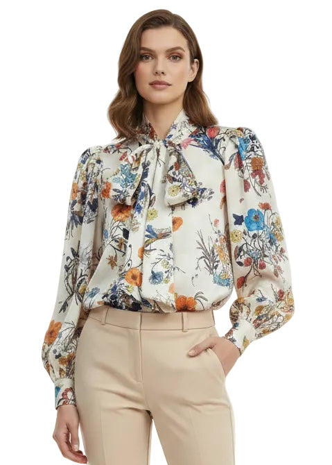 Adva Neck Tie Blouse by Runway Secrets