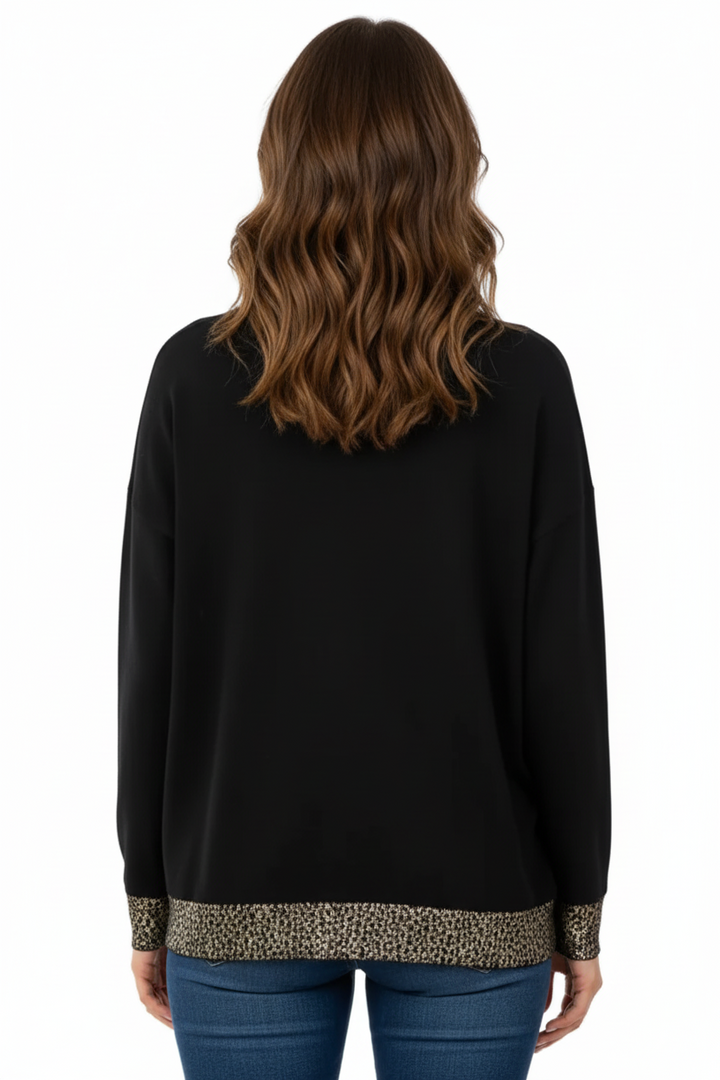 Beautiful Black Knit Jumper with Gold Trim BY SAMBARA