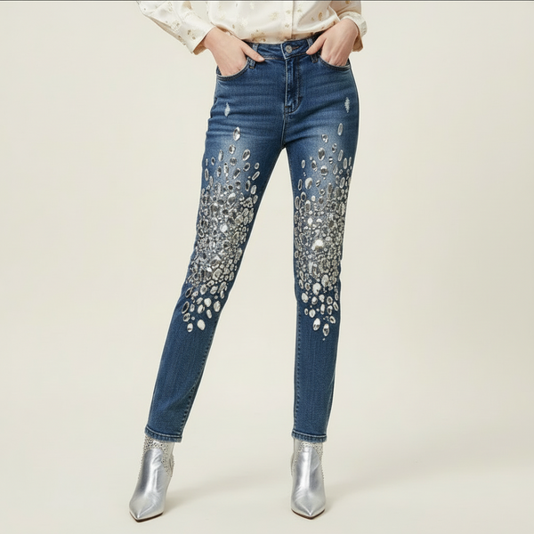 Crystal Cascade Denim Jeans