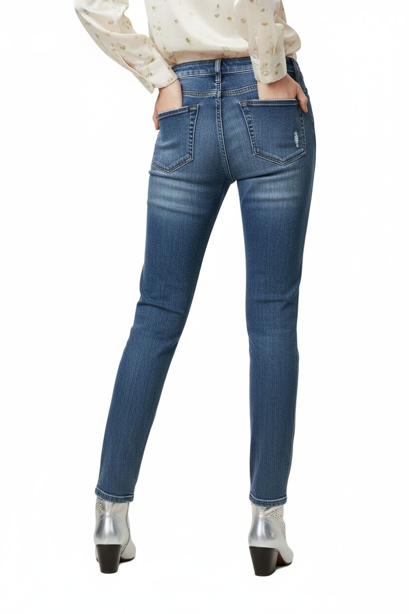 Crystal Cascade Denim Jeans BY RUNWAY SECRETS