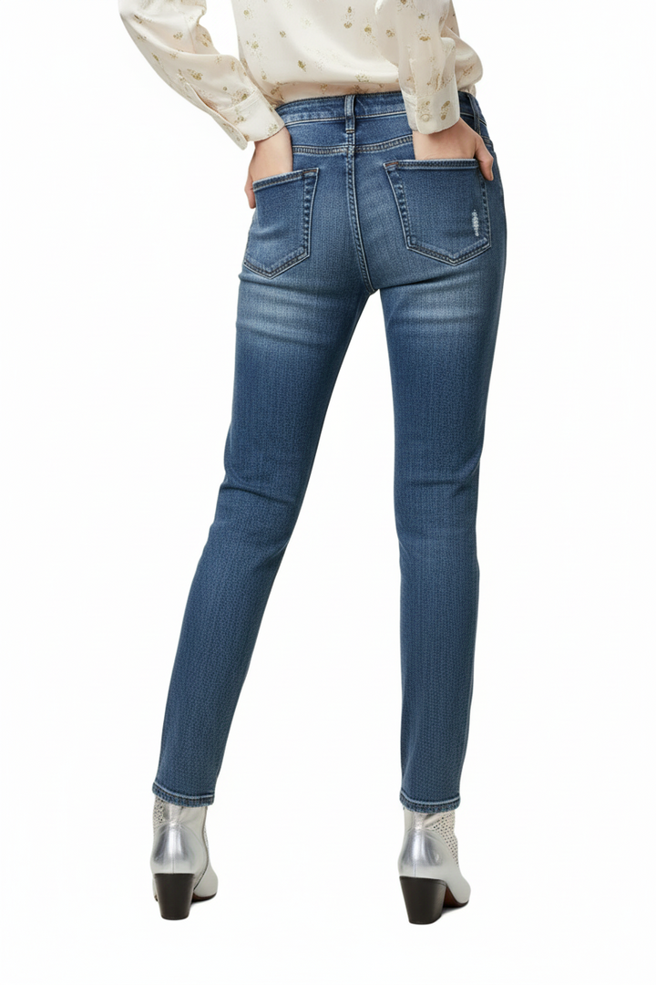 Crystal Cascade Denim Jeans BY RUNWAY SECRETS