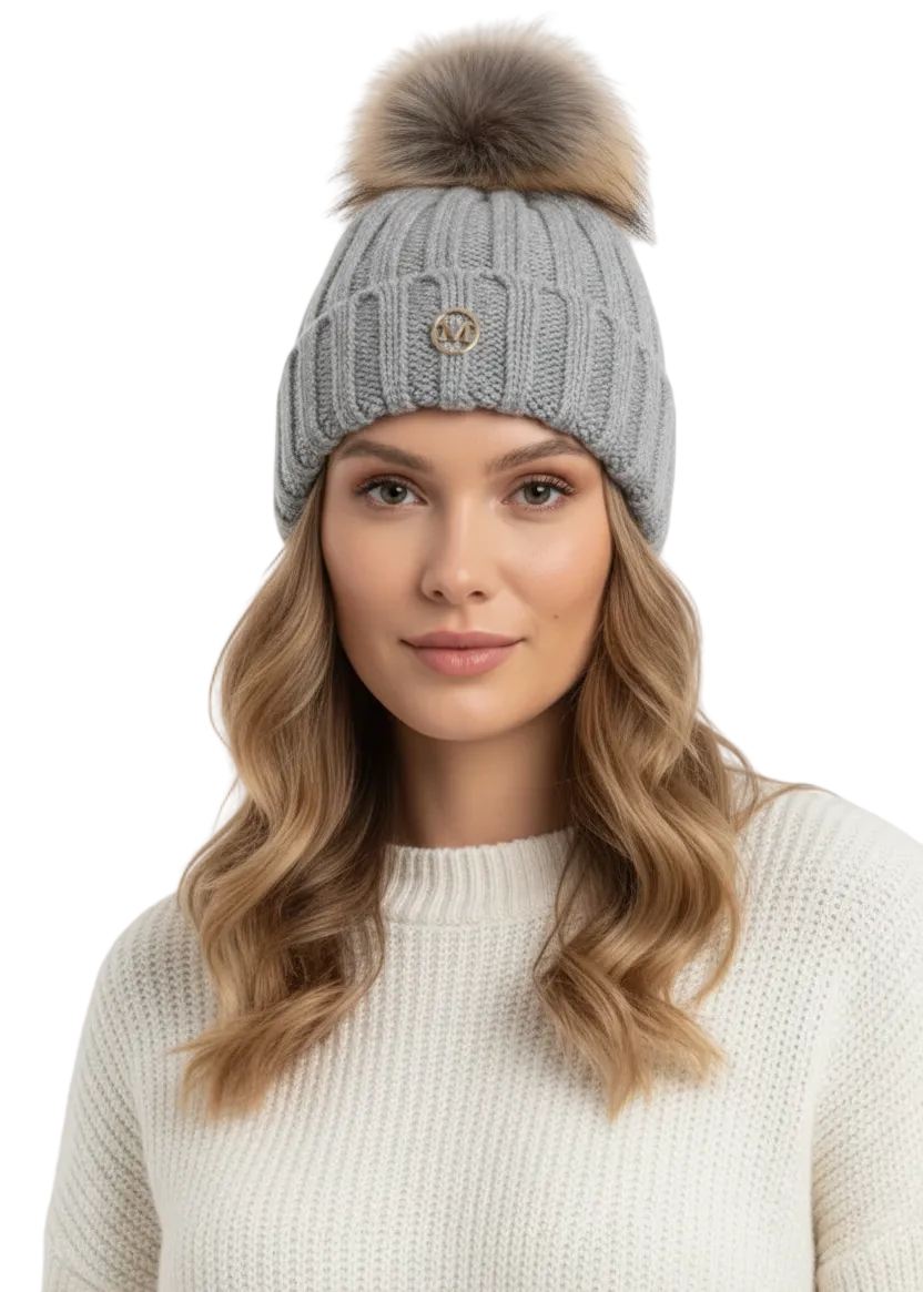 SNOW LUXE POM BEANIE BY RUNWAY SECRETS
