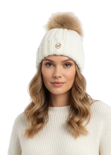 SNOW LUXE POM BEANIE BY RUNWAY SECRETS