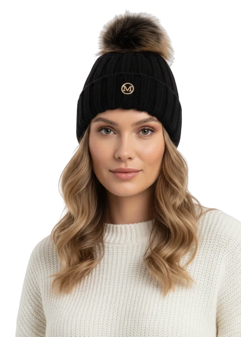SNOW LUXE POM BEANIE BY RUNWAY SECRETS