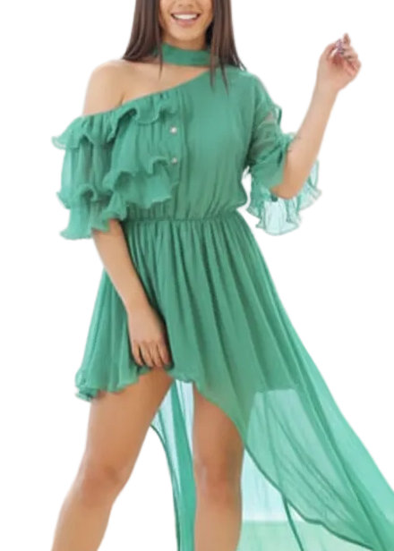 Chiffon asymmetric dress | GOGO DRESS BY RUNWAY SECRETS