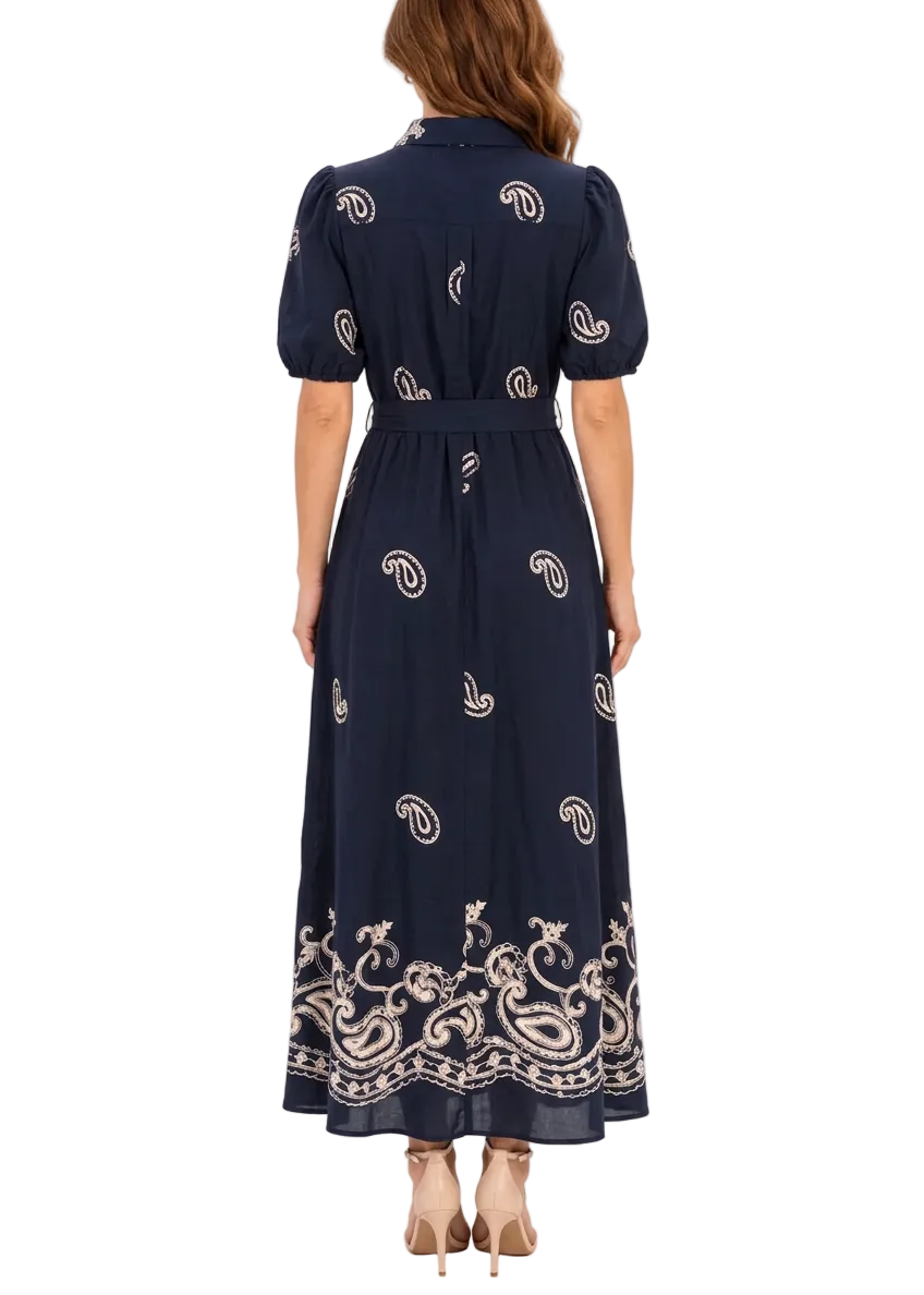 Viremont Paisley Border Shirt Maxi Dress
