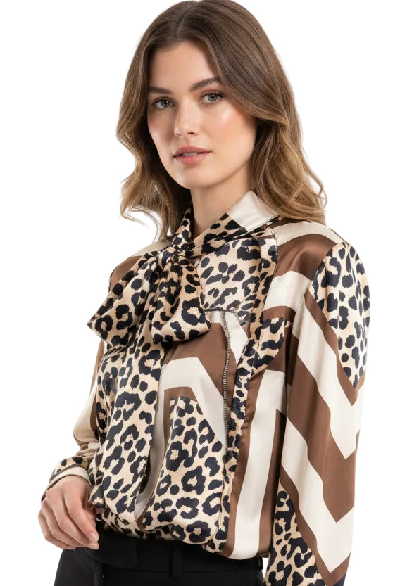 Adva Neck Tie Blouse by Runway Secrets