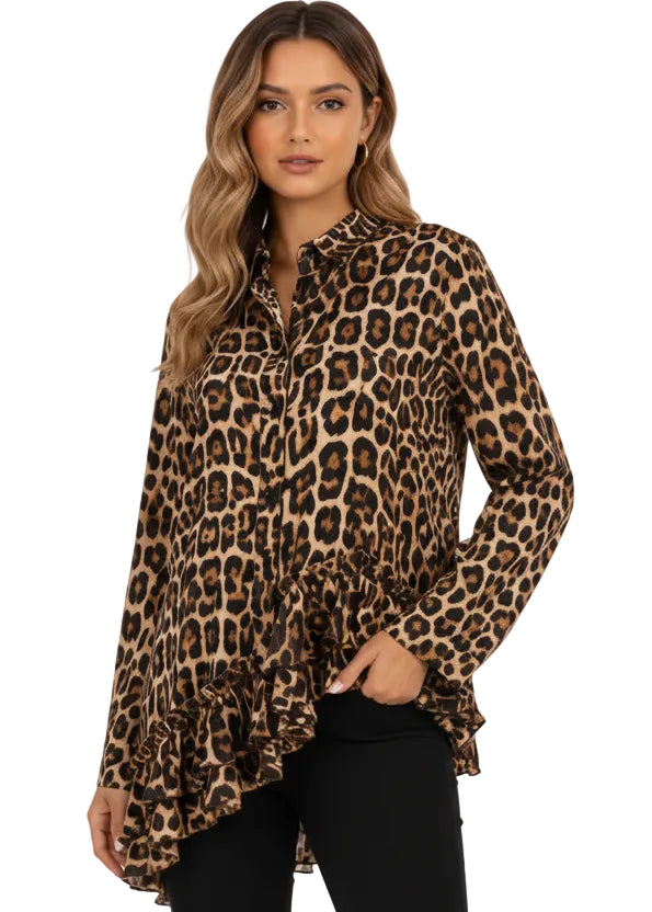 Adva Ruffle Assymetric Blouse by Runway Secrets