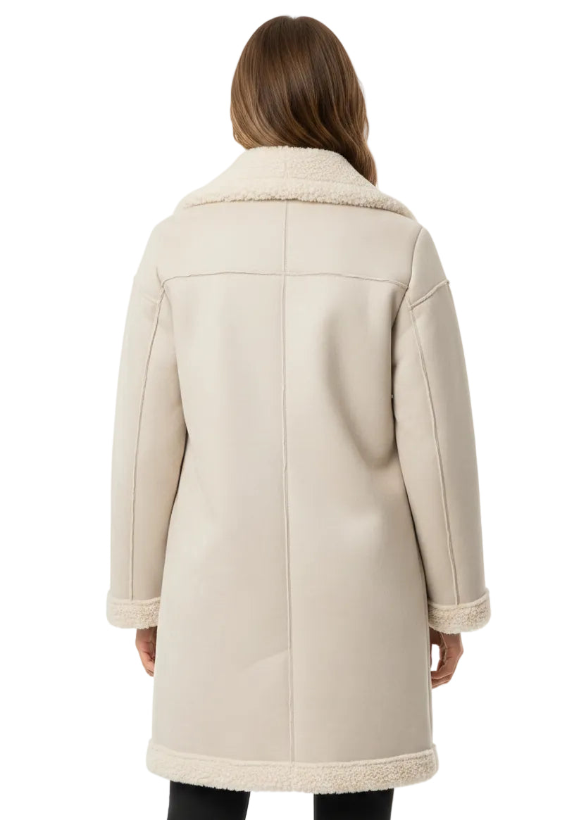 SHEARLING COLLAR DRAPE COAT BY TUTTI BELLA
