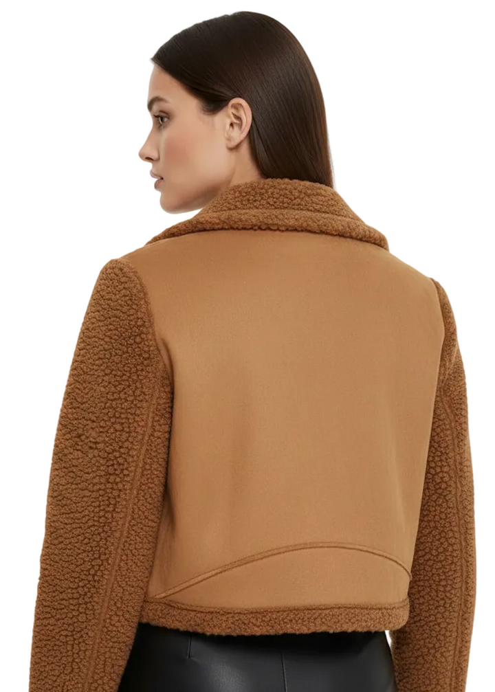 CROPPED SHEARLING DRAPE JACKET BY TUTTI BELLA