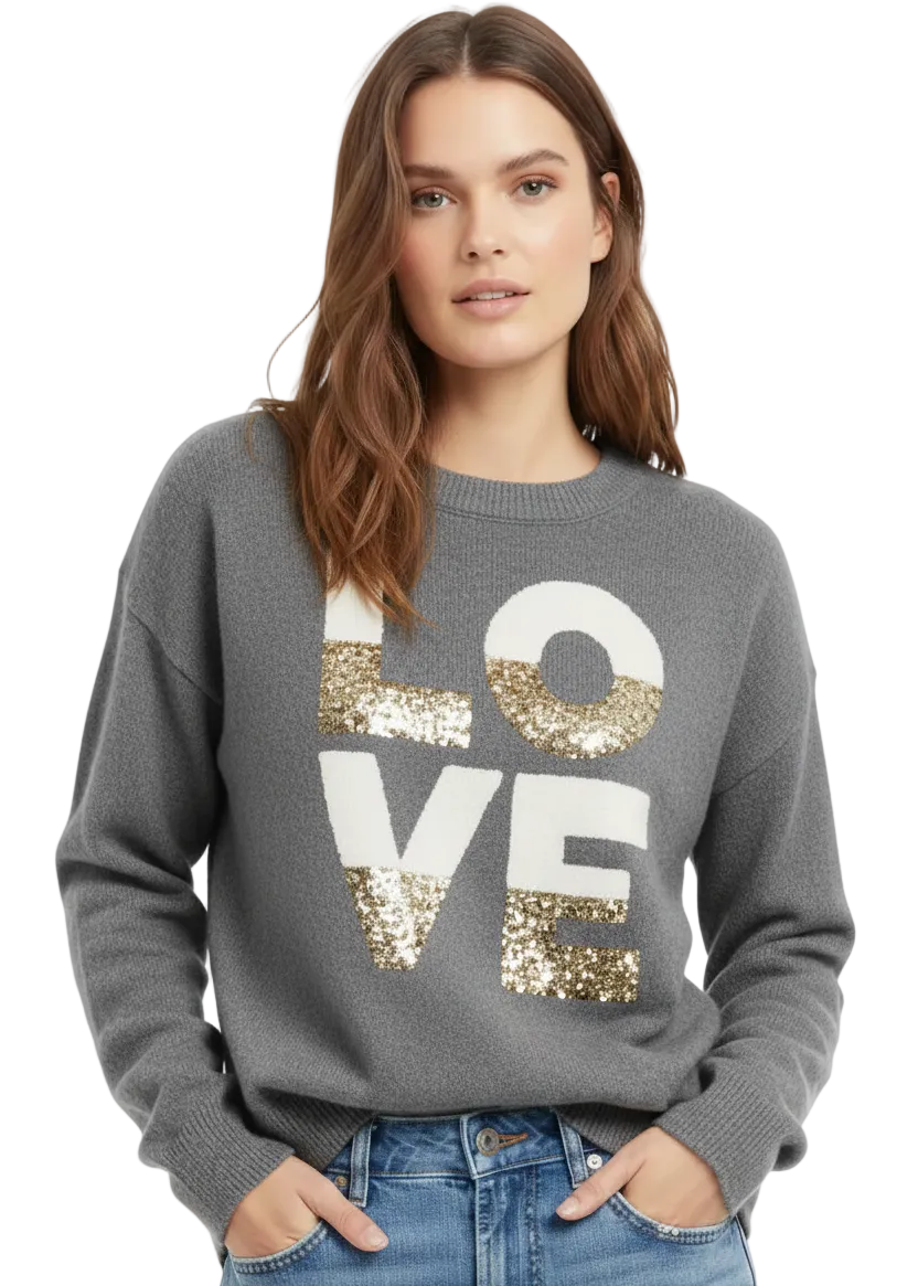 LOVE APPLIQUE KNIT JUMPER BY SAMBARA