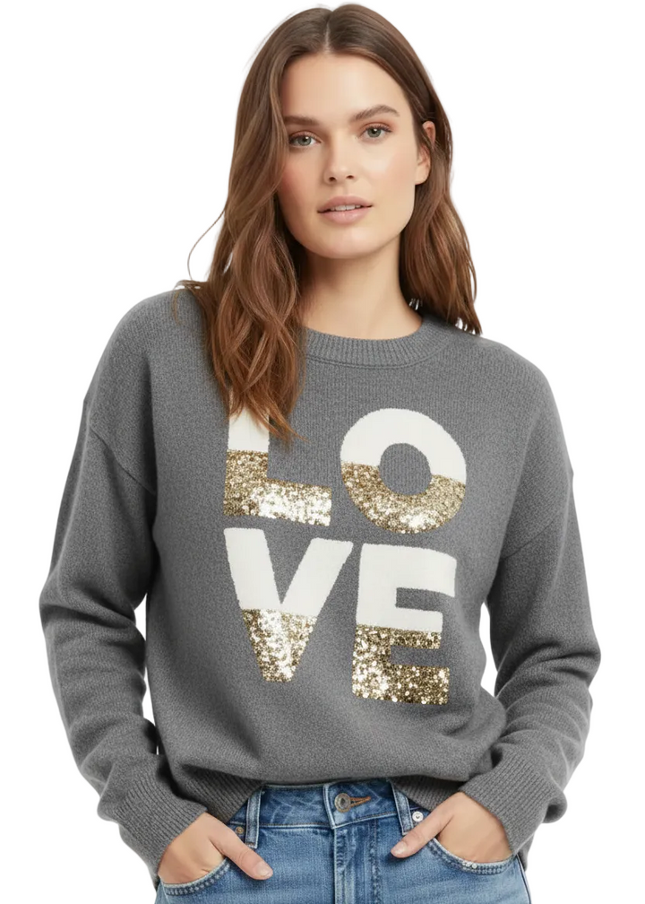 LOVE APPLIQUE KNIT JUMPER BY SAMBARA