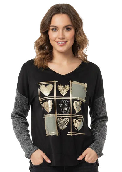 MIDNIGHT HEART GRID TOP  BY TUTTI BELLA