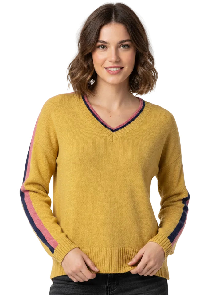 SPORT TRIM V-NECK KNIT JUMPER BY CINDY & SAMI