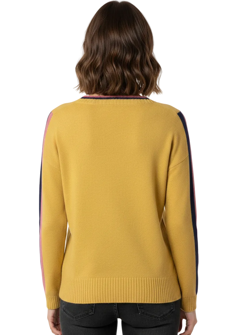 SPORT TRIM V-NECK KNIT JUMPER BY CINDY & SAMI