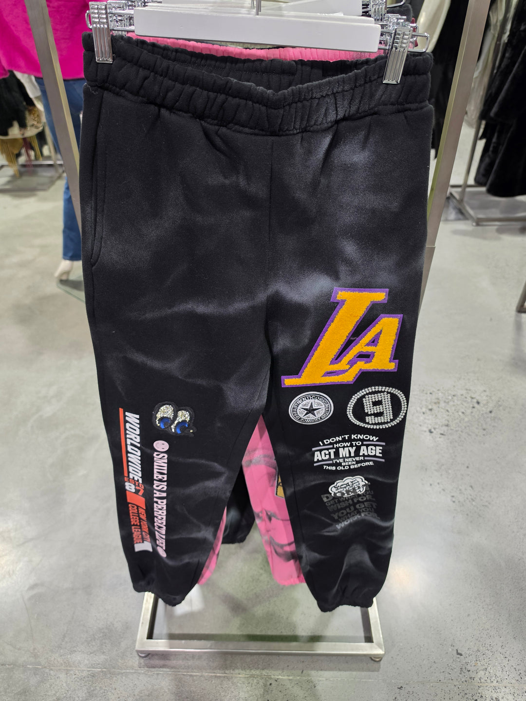 GRAPHIC CUFFED  SMILEY JOGGER PANTS BY ANGELA