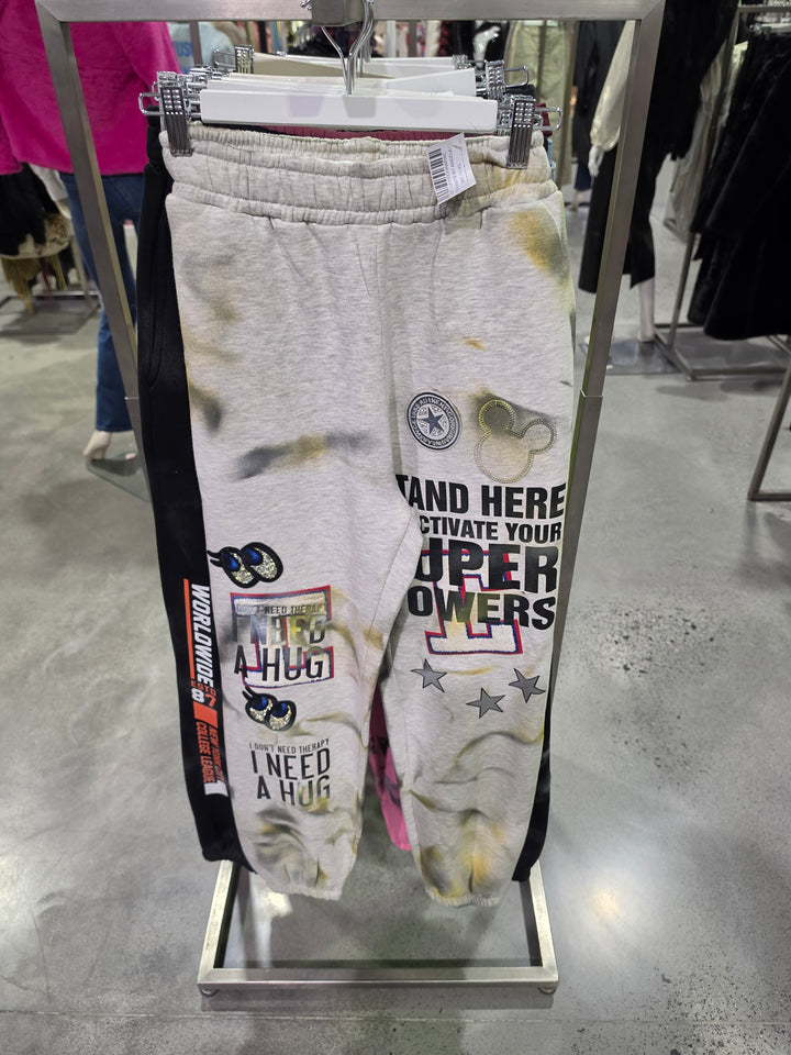GRAPHIC CUFFED  SMILEY JOGGER PANTS BY ANGELA