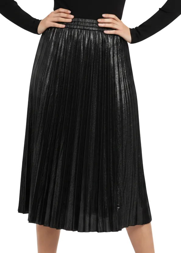 METALLIC PLEATED MIDI SKIRT BY FRIA