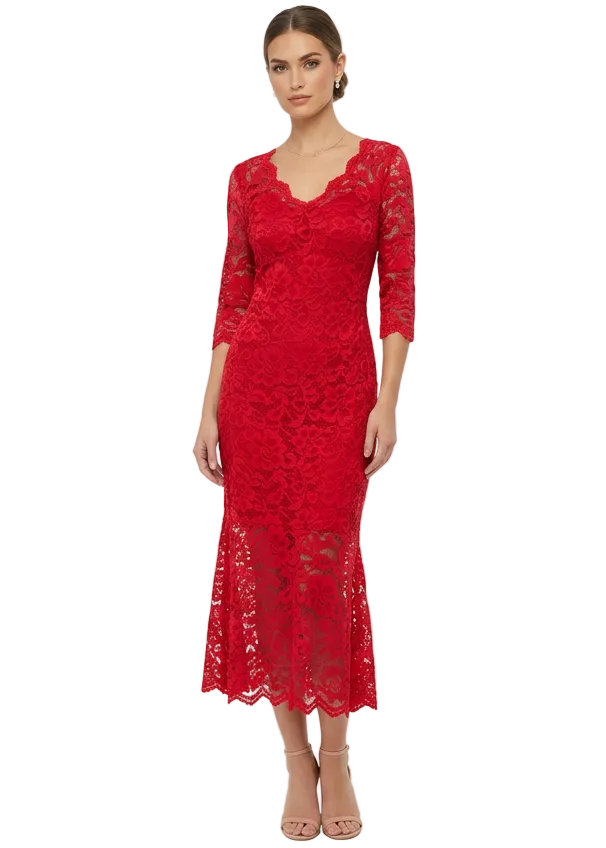 Amelia Floral Lace Evening Dress By Sambara