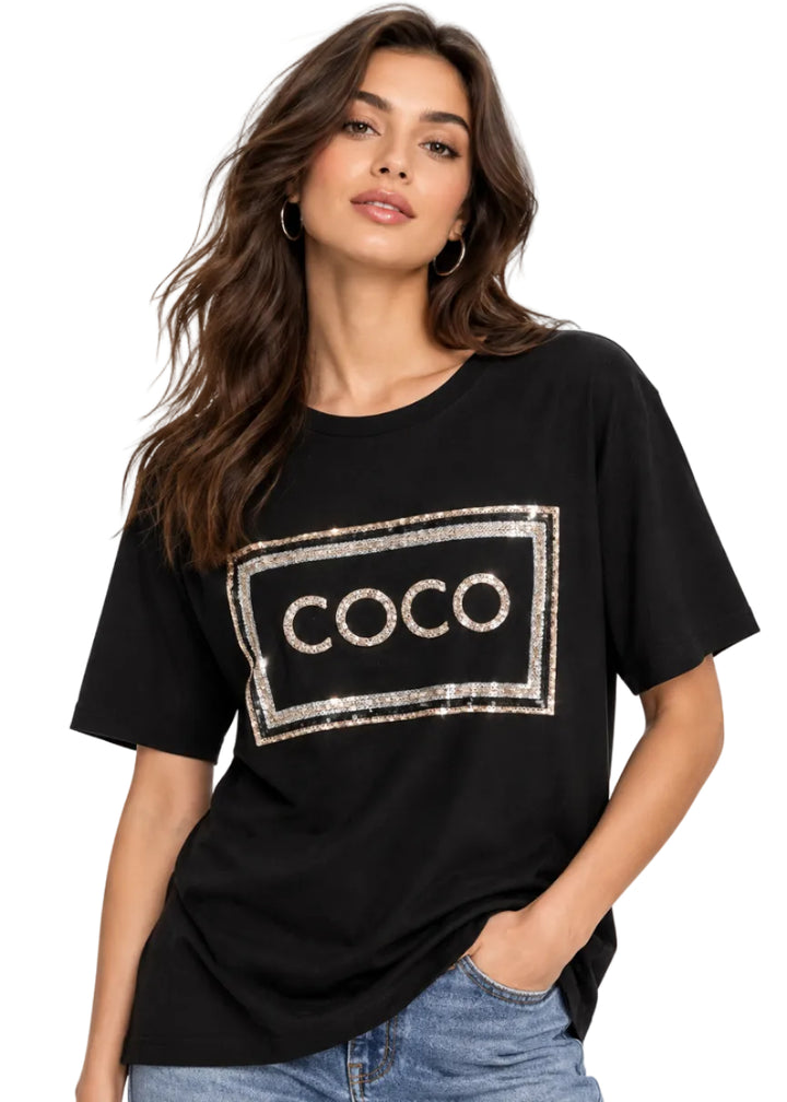 Rivelle Coco Sequin Statement Tee By Sambara