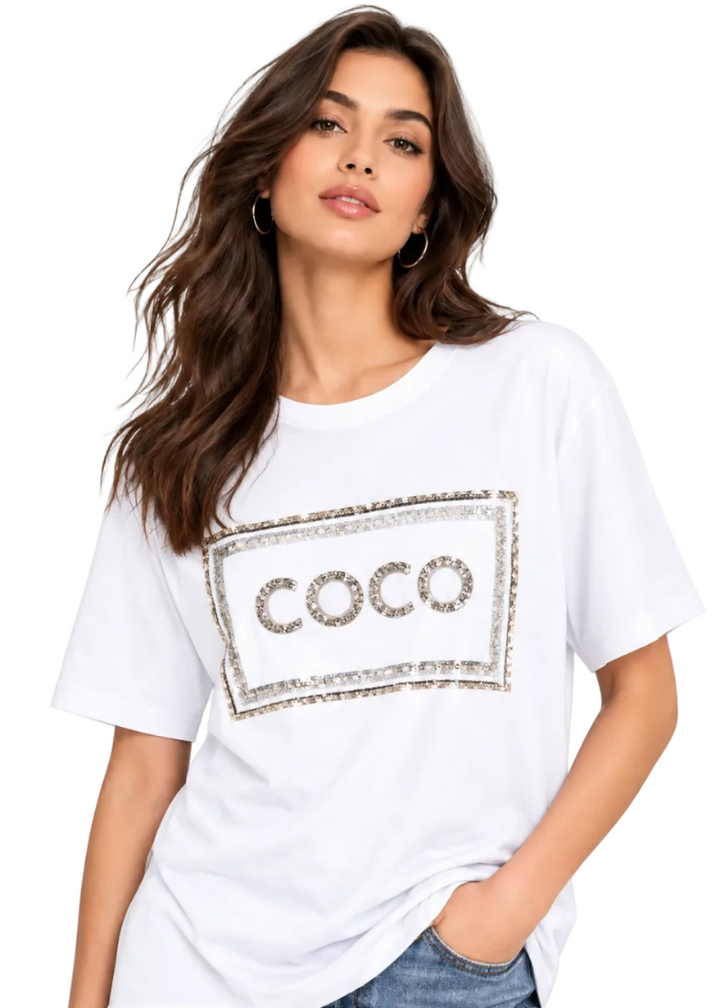 Rivelle Coco Sequin Statement Tee By Sambara