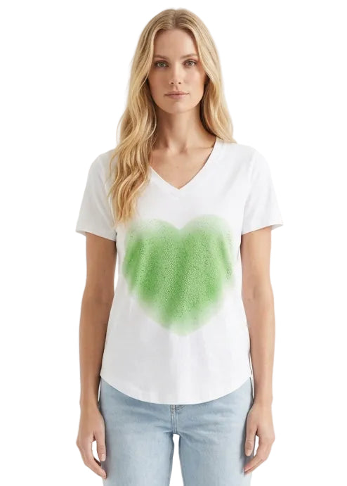 Verona Sparkle Heart V-Neck Tee By Sambara
