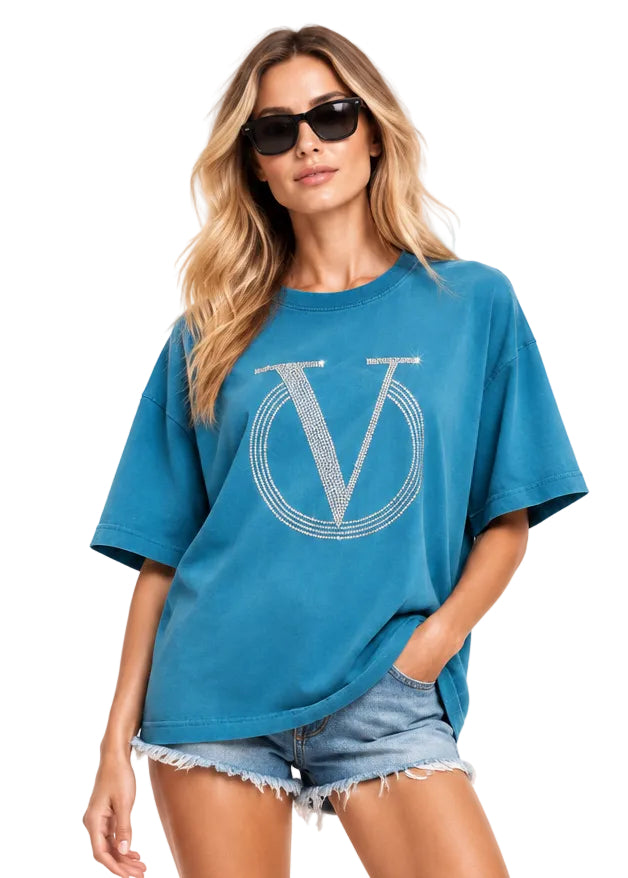 Varelle Crystal Emblem Relaxed Tee By Sambara