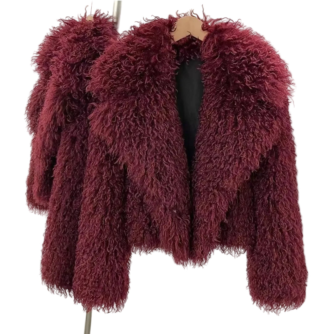 The Bordeaux Luxe Shag Jacket By Runway Secrets