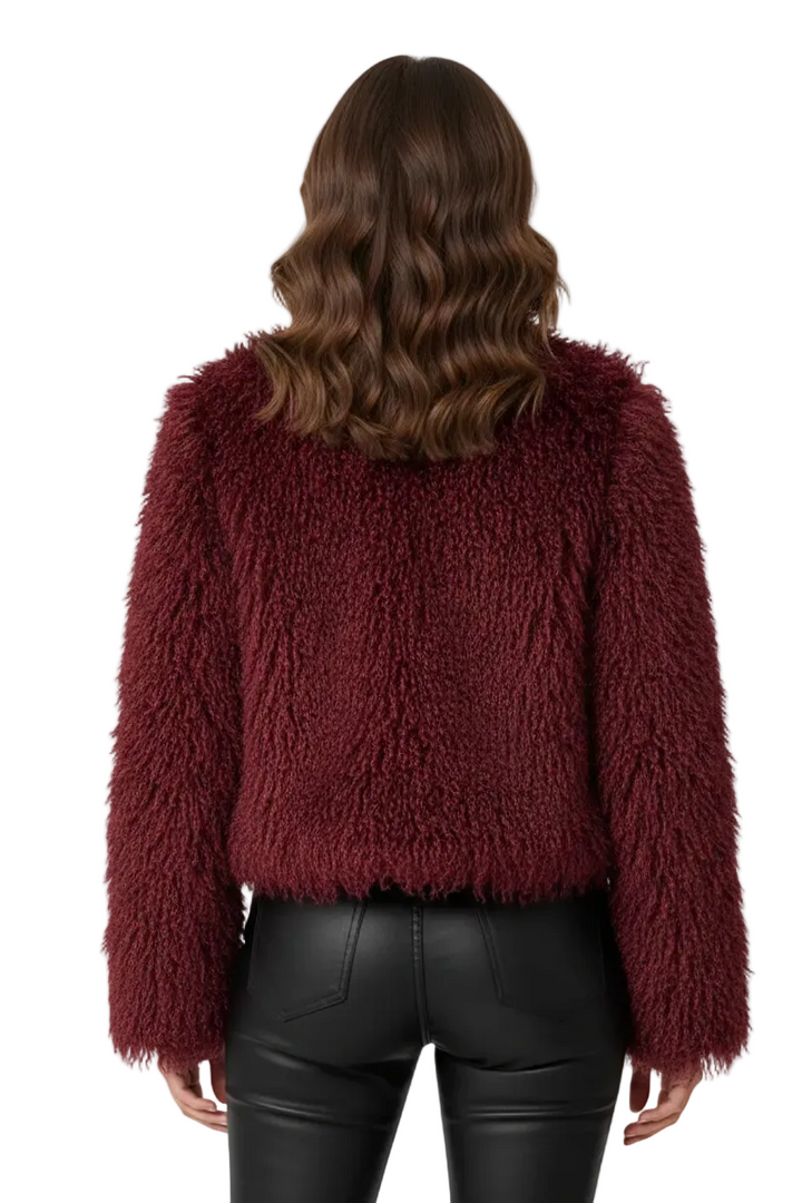 The Bordeaux Luxe Shag Jacket By Runway Secrets