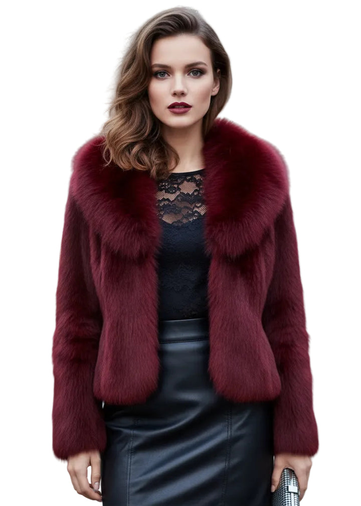 Luxury Rabbit Fur Jacket with Fox Fur Collar
