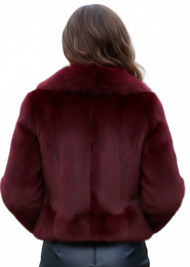 Luxury Rabbit Fur Jacket with Fox Fur Collar