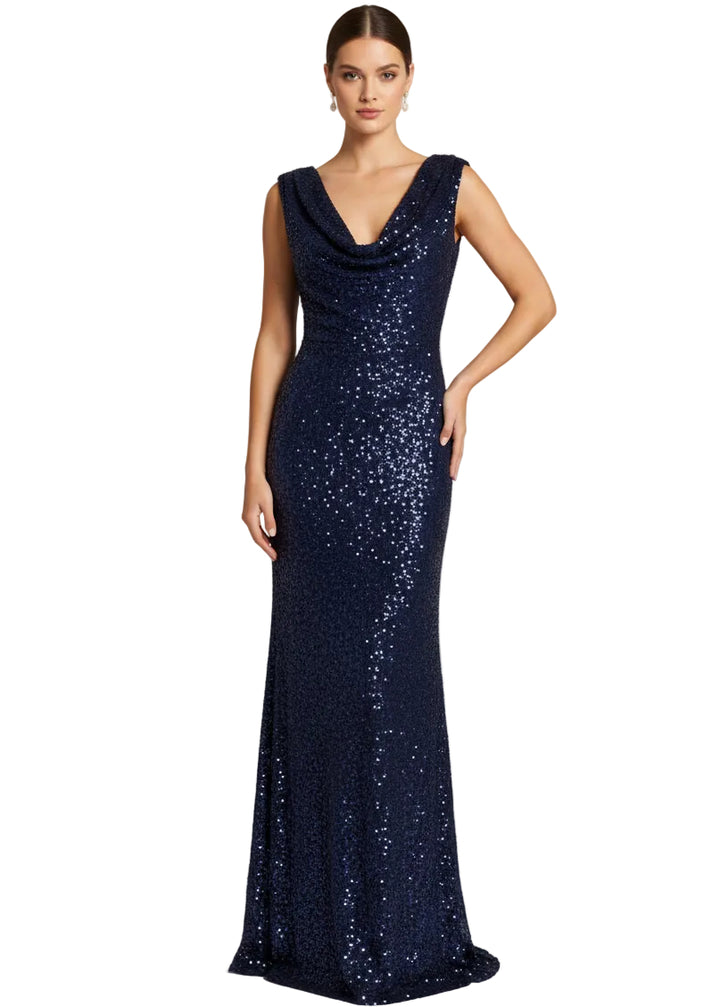 Midnight Sapphire Sequin Gown By Sambara