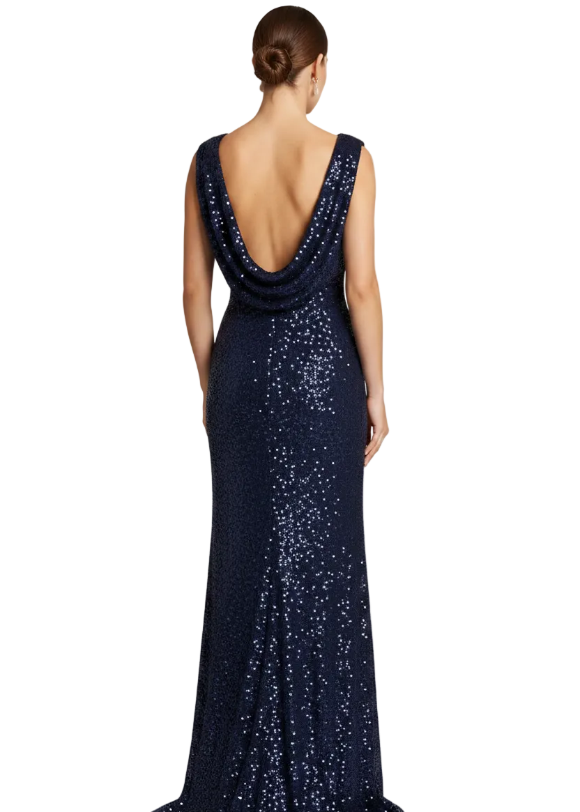 Midnight Sapphire Sequin Gown By Sambara