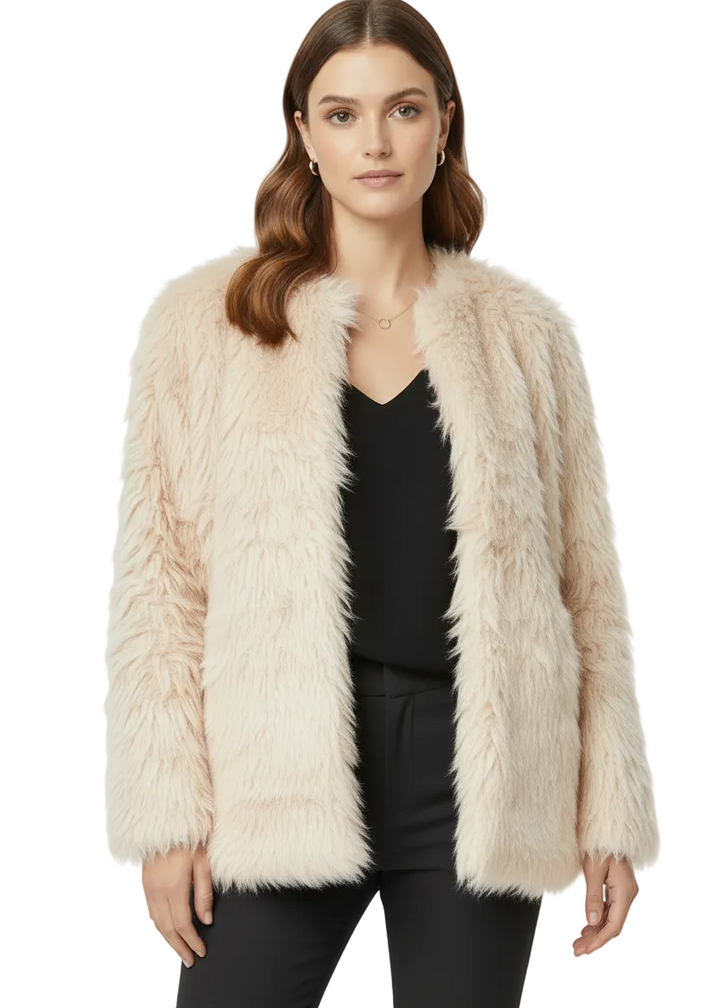 Short  Luxe Soft Faux Fur Cardigan by Sambara