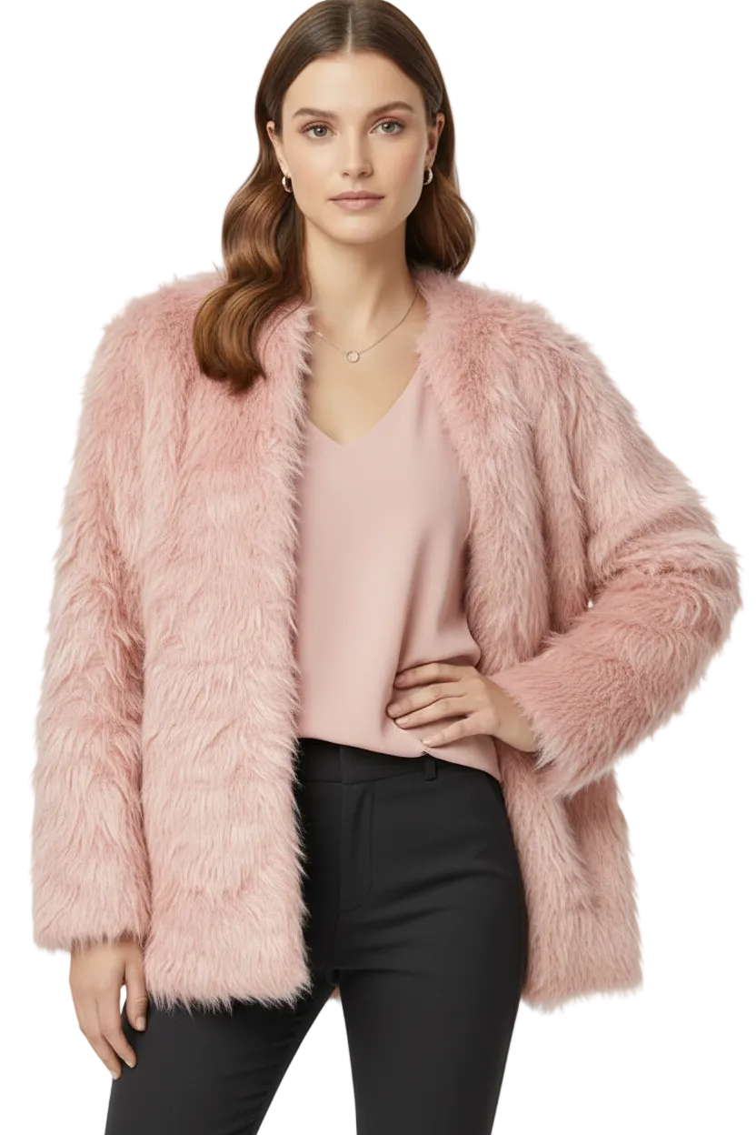 Short  Luxe Soft Faux Fur Cardigan by Sambara
