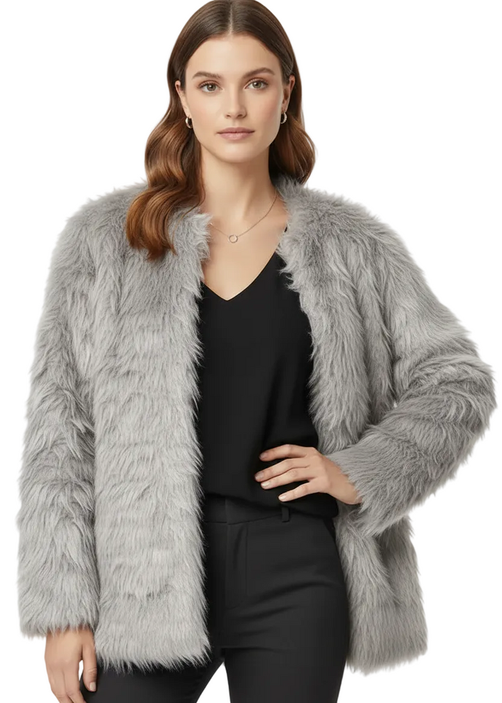 Short  Luxe Soft Faux Fur Cardigan by Sambara