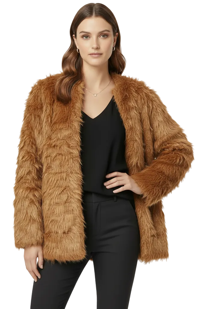 Short  Luxe Soft Faux Fur Cardigan by Sambara
