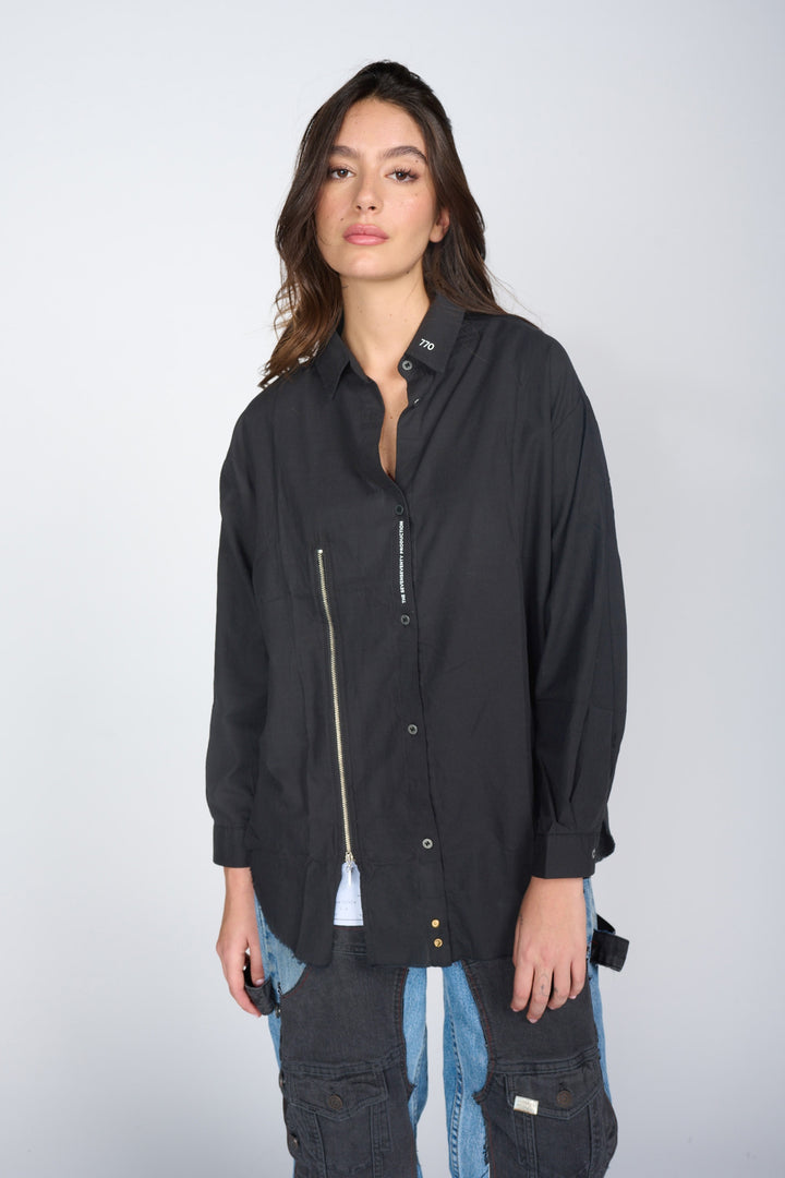 Black shirt with zip details | ZIP BLACK SHIRT