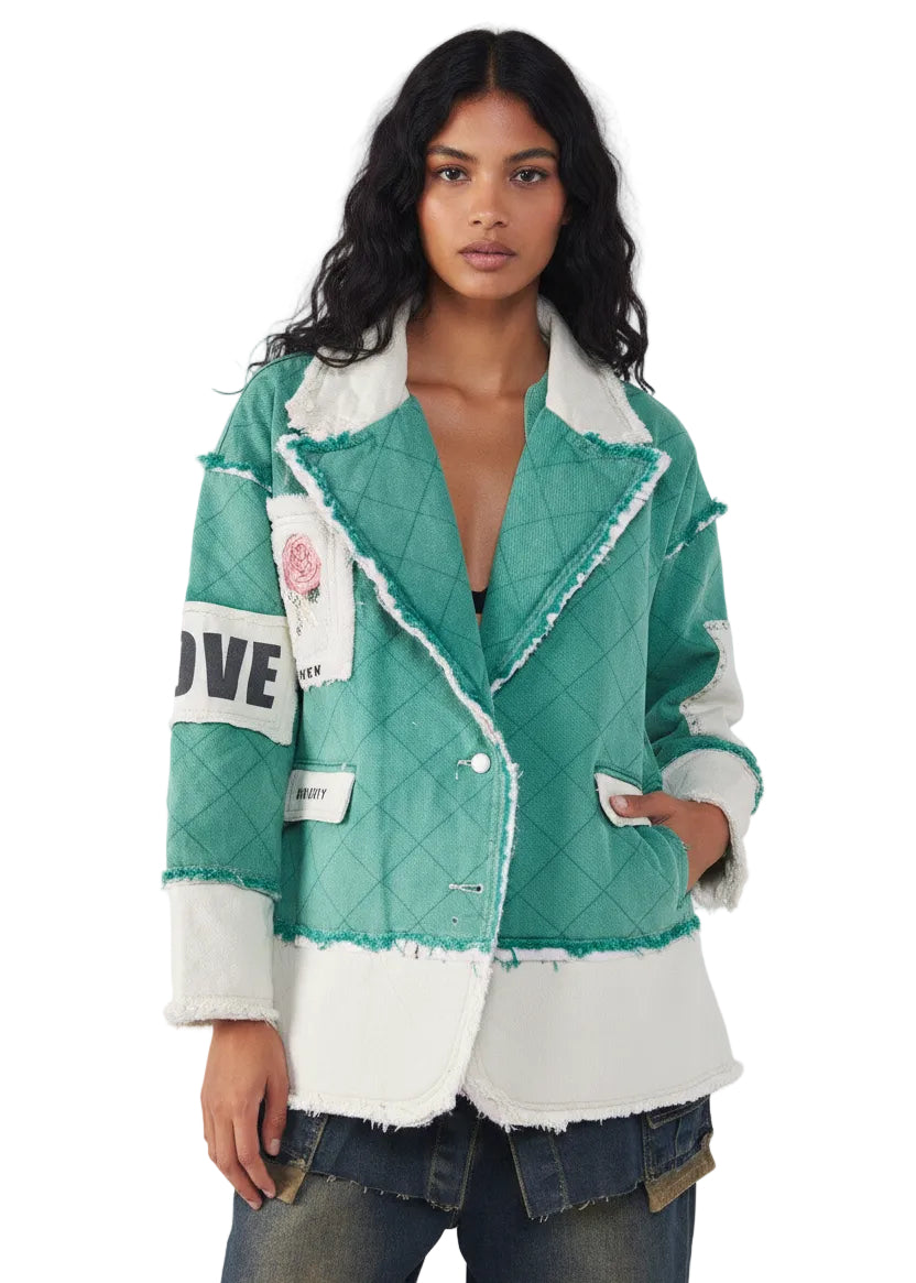 Coastal Mint Patchwork Jacket by Seven Seventy