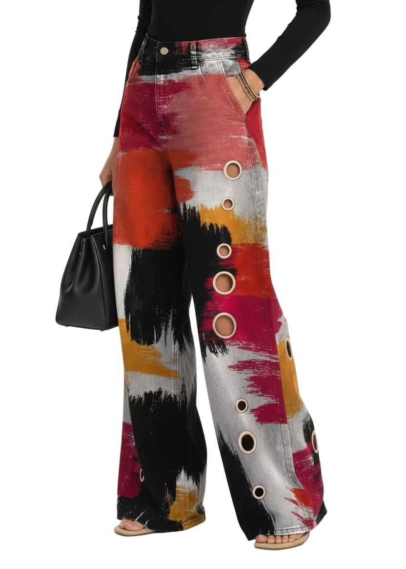 Muse Art Print Wide Leg Pants