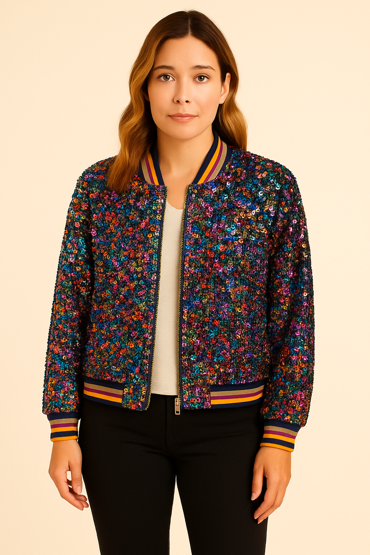 Sequin sparkle bomber