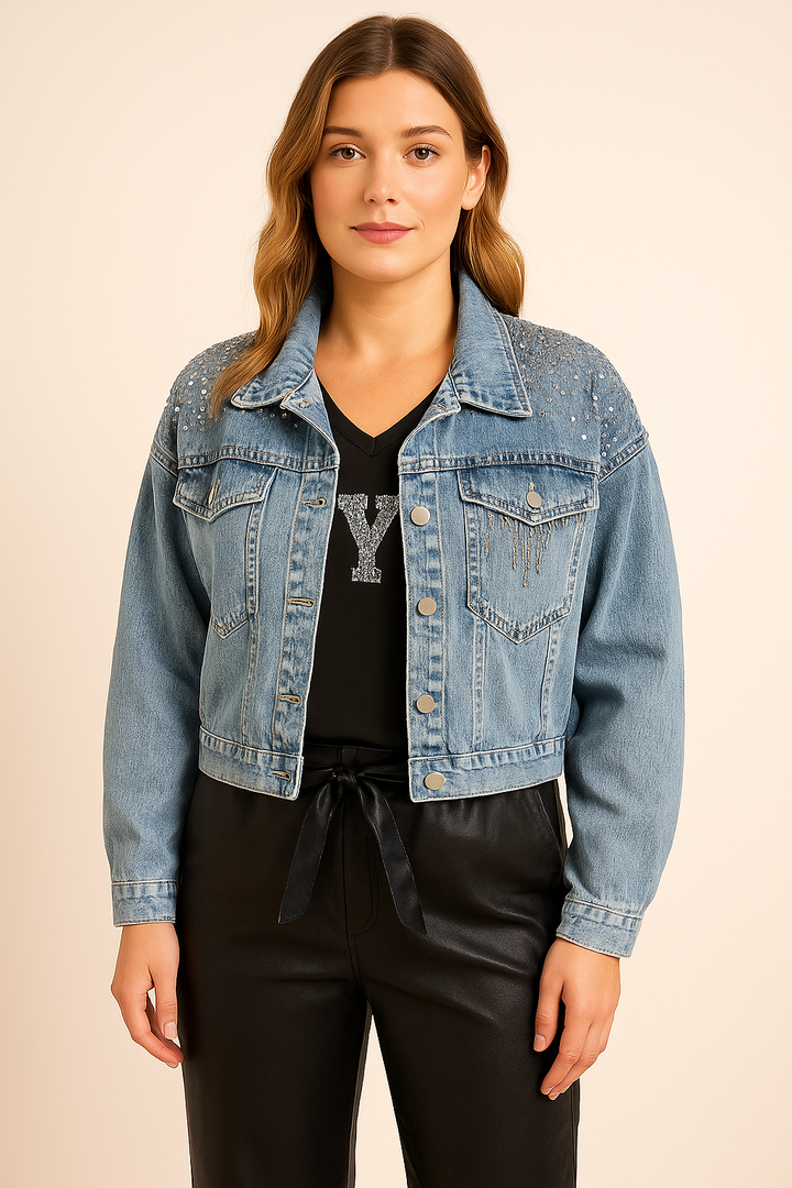 SEQUIN POCKET JEANS JACKET