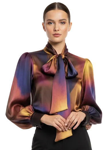 Adva Neck Tie Blouse by Runway Secrets