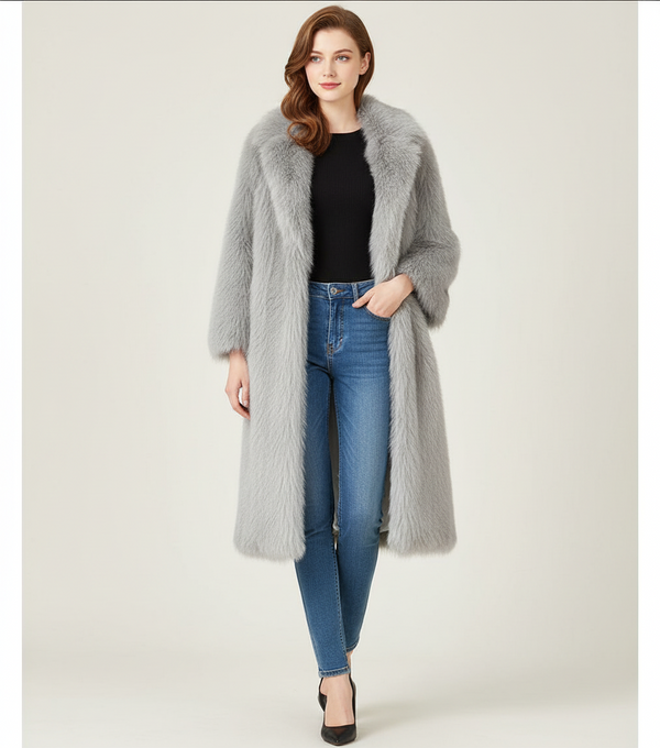 SKY FUR LONG JACKET