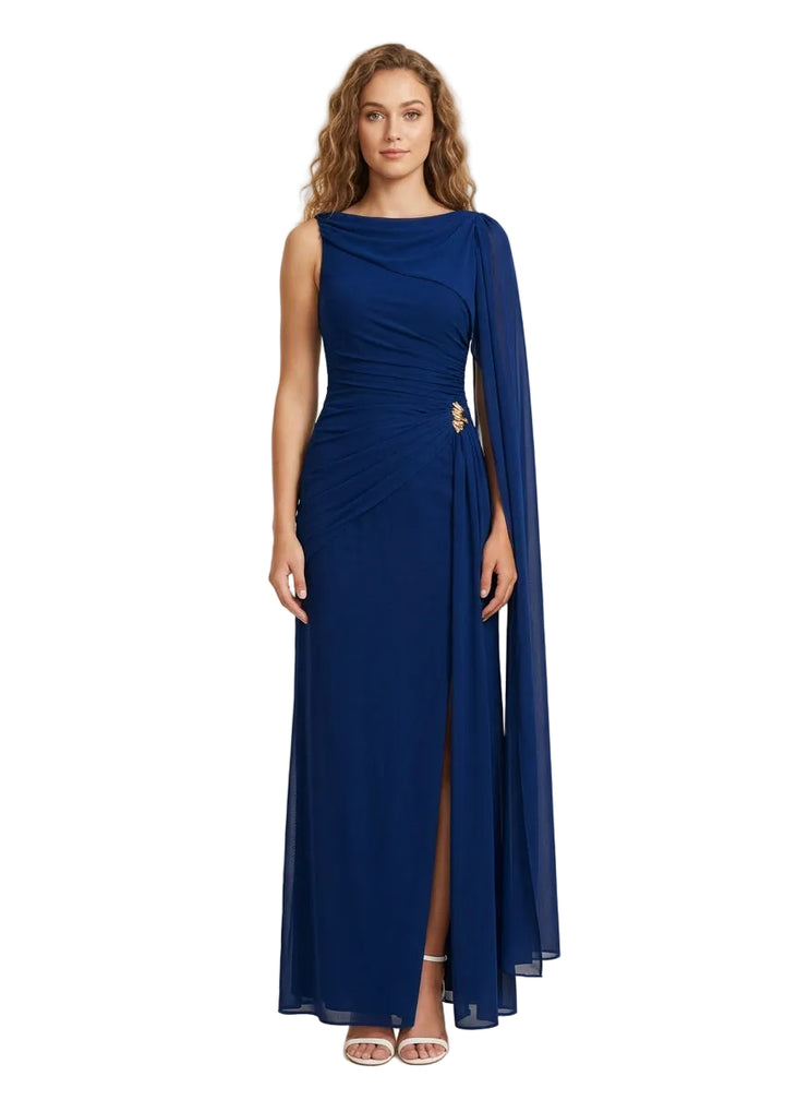 Elyndra Draped Cape Maxi Dress