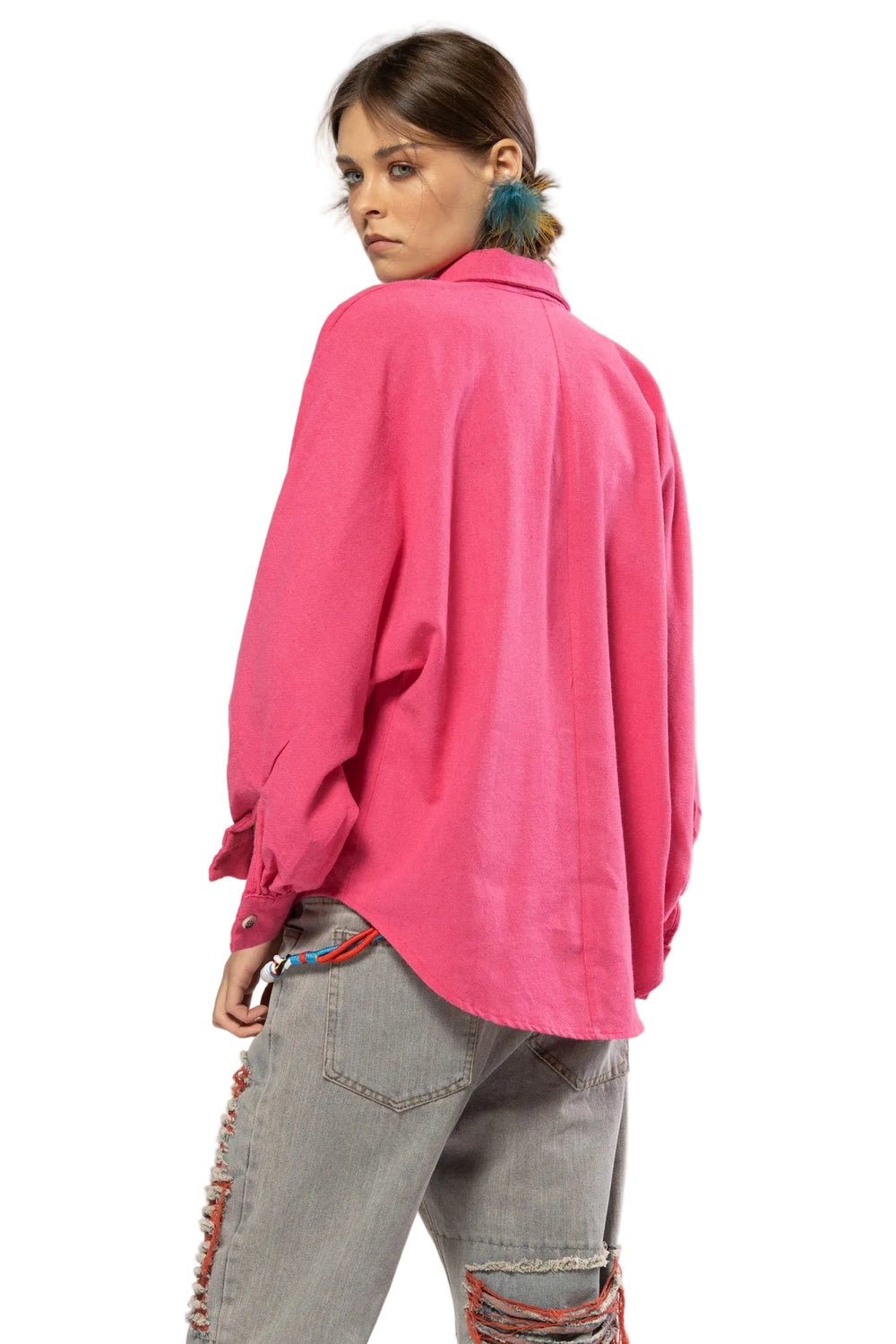 pink Oversize button up shirt at Runway Secrets