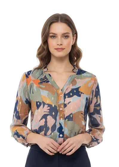 BOTANICAL GOLD DETAIL BLOUSE BY SAMBARA