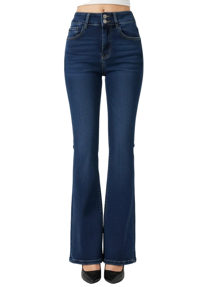 FLARE TWO BUTTON JEANS BY RUNWAY SECRETS