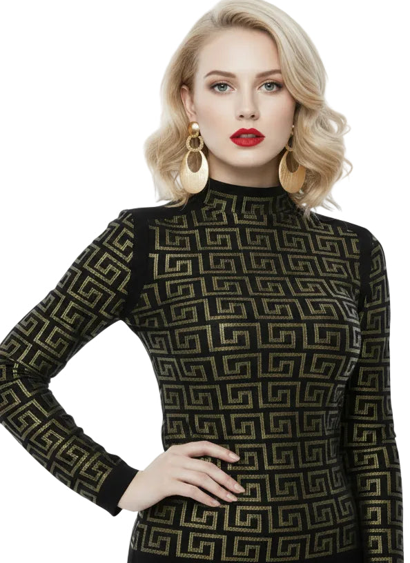 Luxe Maze High Neck Top by Runway Secrets