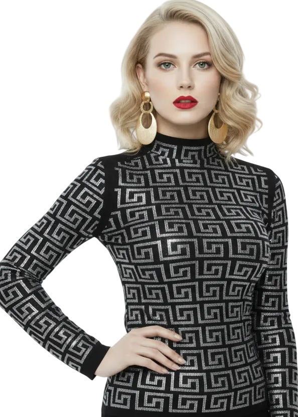 Luxe Maze High Neck Top by Runway Secrets